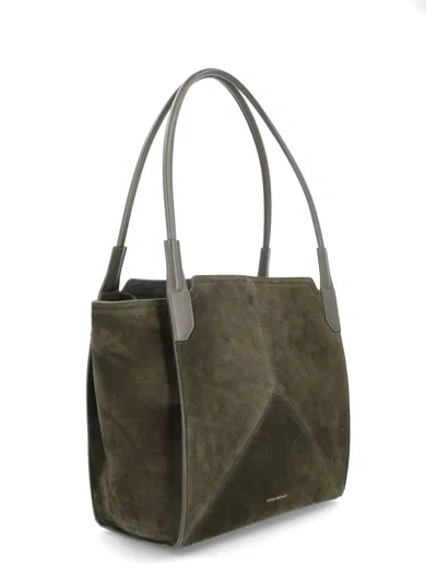 Victoria Beckham Suede Tote Bag Dual Handles In Green