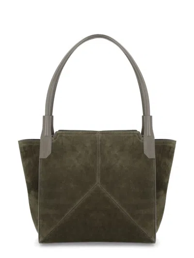 Victoria Beckham Suede Tote Bag Dual Handles In Green