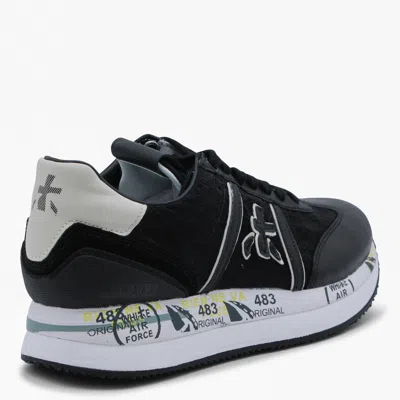 Premiata Casual Low Top Sneakers With Textured Sole In Black