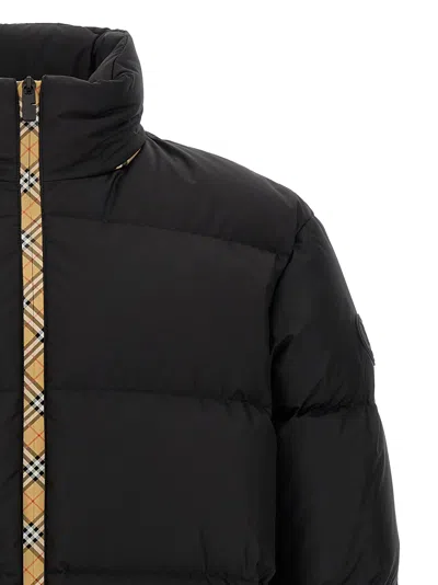 Burberry Men Snowdown Down Jacket With Checked Profile In Black