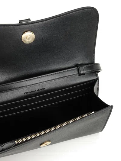 Stella Mccartney Stella Ryder Wallet With Strap Embossed Grainy Eco Alter Mat - Murraya + Vegea Crossbody Bags Black In Black