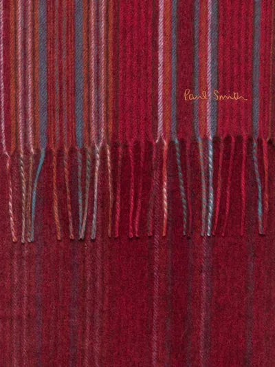 Paul Smith Trent Striped Wool Scarf In Brown
