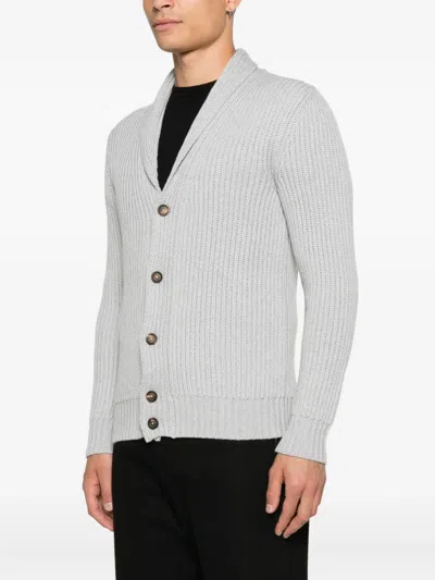 Eleventy Shawl Collar Cardigan Front Pockets In Gray