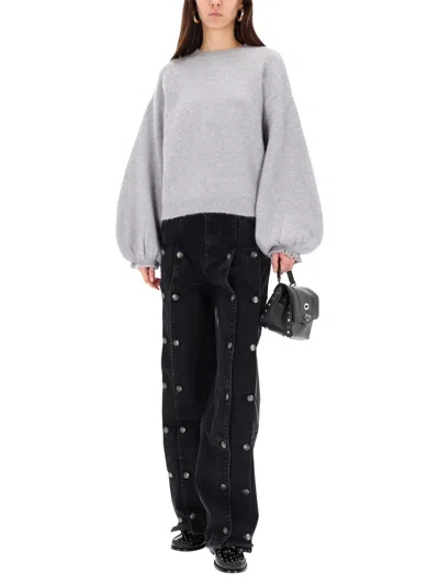 Rotate Birger Christensen Light Grey Sweater With Balloon Sleeves In Gray