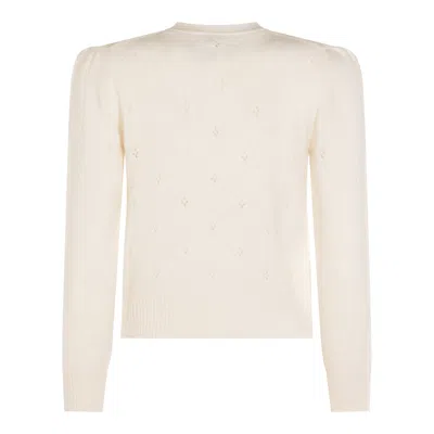Chloé Wool And Cashmere Fitted Sweater With An Openwork Motif Clothing In White