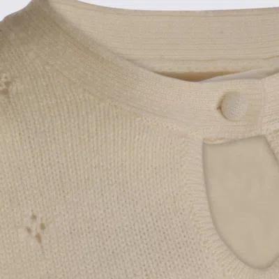Chloé Wool And Cashmere Fitted Sweater With An Openwork Motif Clothing In Neutral