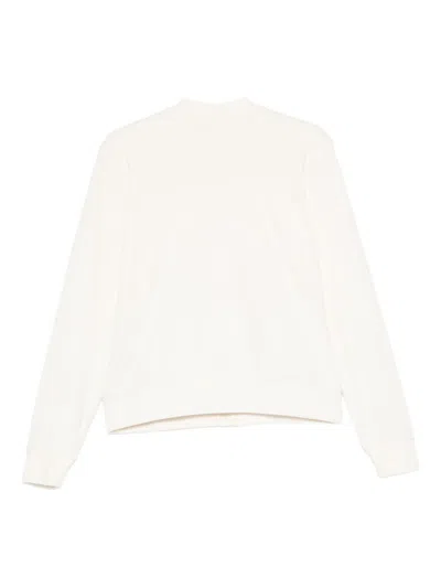 Emporio Armani Long Sleeve Knit Sweatshirt With Ribbed Cuffs And Hem In White