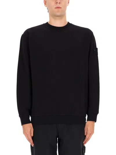 Stone Island Men's Diagonal Fleece Sweatshirt In Black