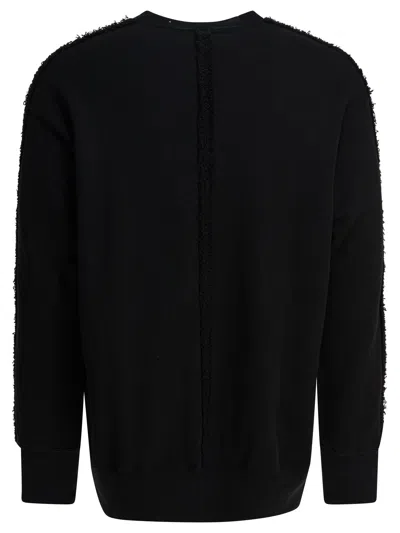 Comme Des Garçons Homme Deux Crewneck Sweatshirt With Frayed-lines In Black