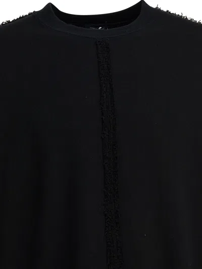 Comme Des Garçons Homme Deux Crewneck Sweatshirt With Frayed-lines In Black