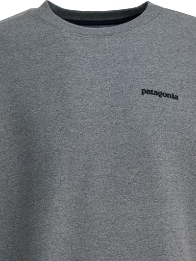 Patagonia Long Sleeve Cotton Blend Logo T-shirt In Gray