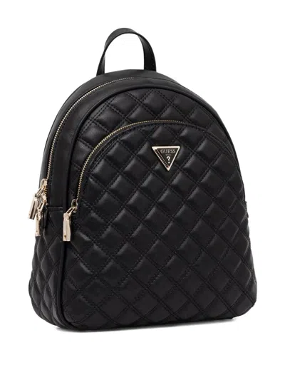 Guess Usa Quilted-effect Backpack In Black