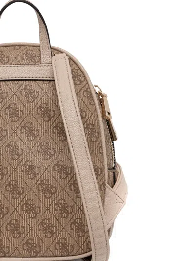 Guess Usa Monogram-pattern Zip-pockets Backpack In Brown