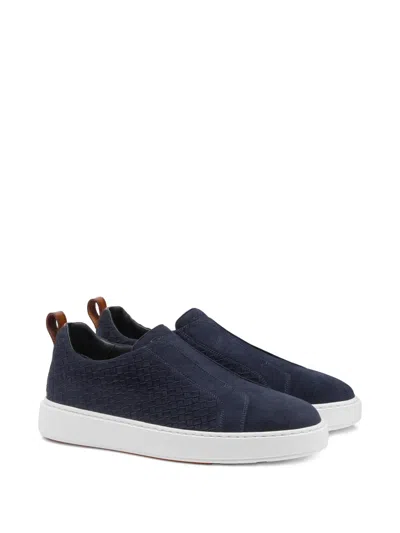 Santoni Woven Suede Slip-on Sneakers In Multi
