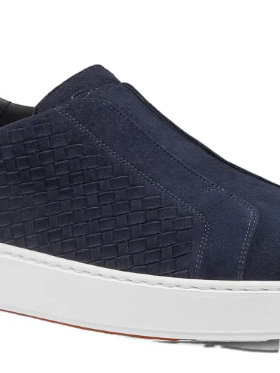 Santoni Woven Suede Slip-on Sneakers In Multi