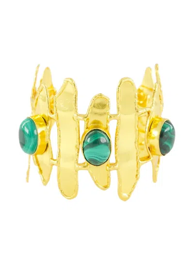 Sylvia Toledano Brutalist Malachite Bracelet In Gold