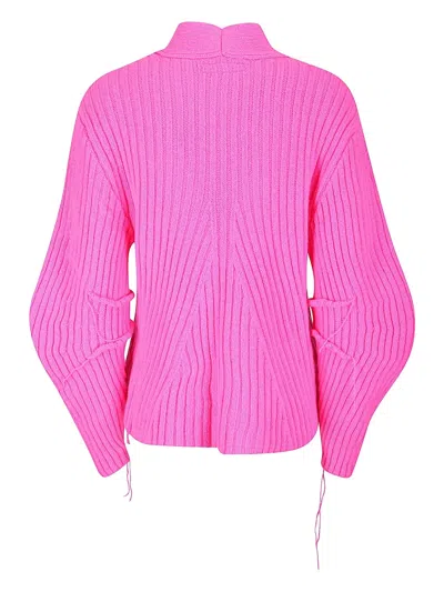 Handmade Buttoned Cardigan In Pink