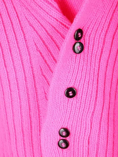 Handmade Buttoned Cardigan In Pink