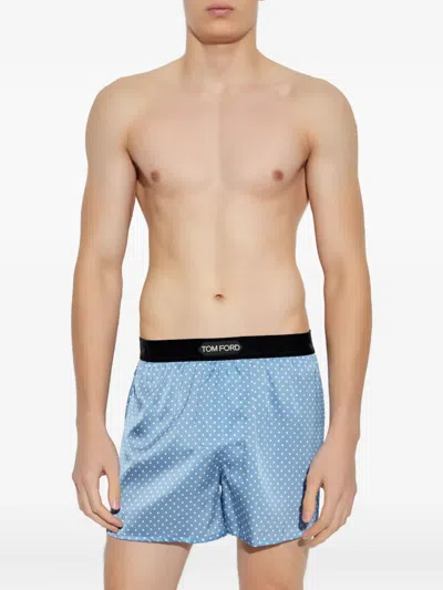 波点图案真丝四角裤