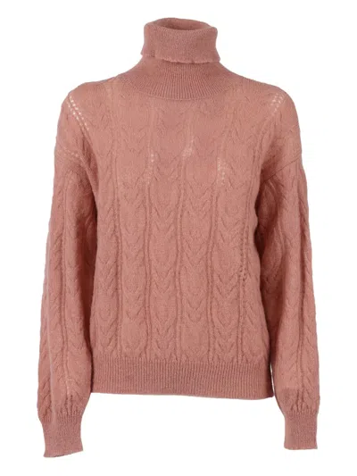 Filippo De Laurentiis Cable-knit Turtleneck Sweater In Pink