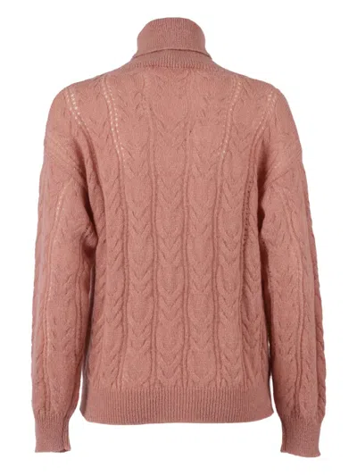 Filippo De Laurentiis Cable-knit Turtleneck Sweater In Pink