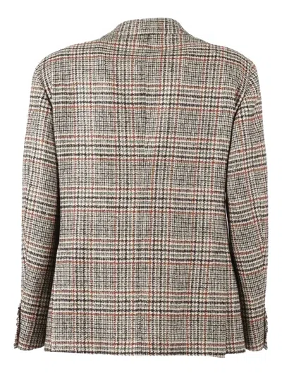 Luigi Bianchi Mantova Checked Button Blazer In Multi
