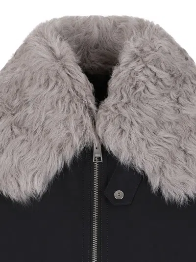 Ami Alexandre Mattiussi Ami Paris Grey Polyamide Coat In Black