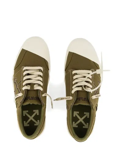 Off-white Vulcanised Tag-detail Sneakers In Green