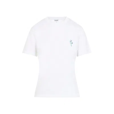 Loewe Floral-embroidered Short-sleeved T-shirt In White