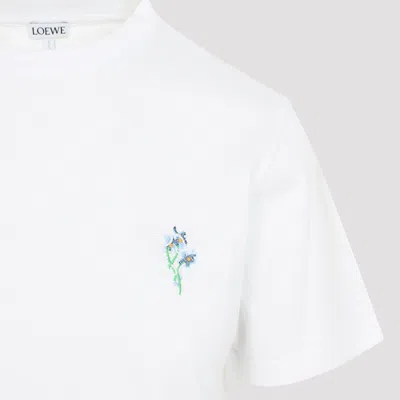 Loewe Floral-embroidered Short-sleeved T-shirt In White
