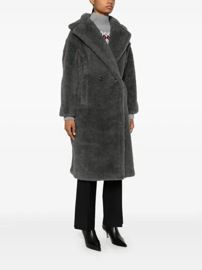 Max Mara Teddy Wool Coat In Gray