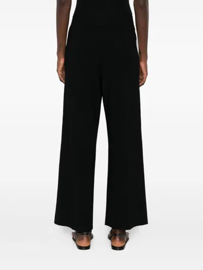 Elisabetta Franchi Palazzo Trousers With Shiny Side Bands In Black