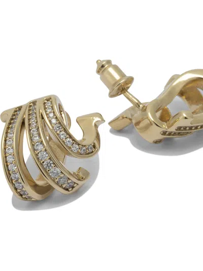Ferragamo Curved Gemstone Embellished Gancini Earrings