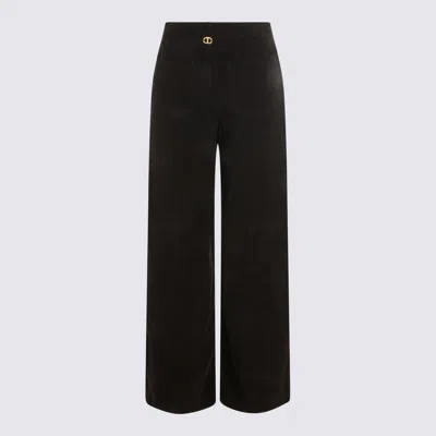 Twinset High Waist Wide Leg Trousers For Casual Wear In Black