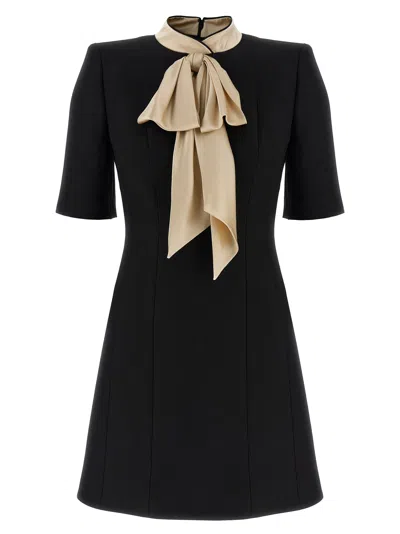 Valentino Garavani Wool And Silk Dress Dresses Black In Black