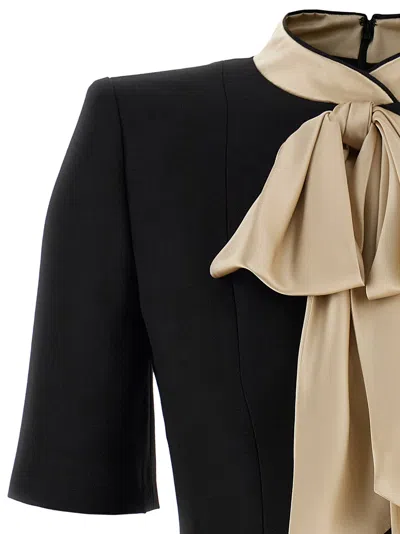 Valentino Garavani Wool And Silk Dress Dresses Black In Black