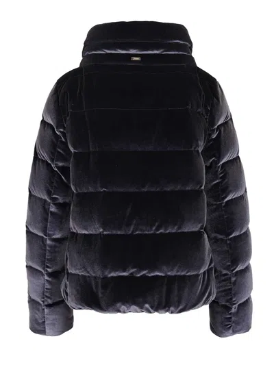 Herno Women Cotton Chenille-effect Down Jacket In Black