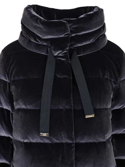 Herno Women Cotton Chenille-effect Down Jacket In Black
