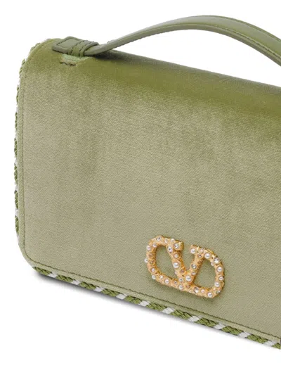 Valentino Vlogo Signature Velvet Wallet On Chain In Brown