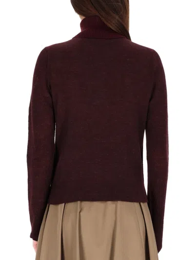 Burberry Alexander Mcqueen Black Stretch Wool Skirt In Burgundy
