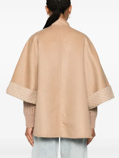 Max Mara Wool Cape In Neutral
