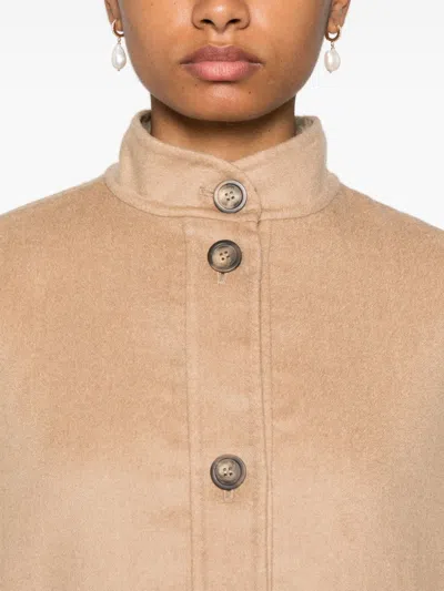 Max Mara Wool Cape In Neutral