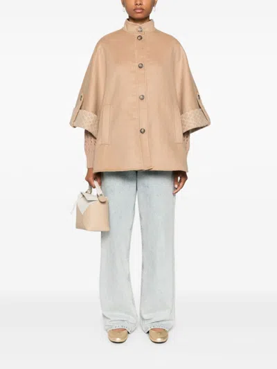 Max Mara Wool Cape In Neutral