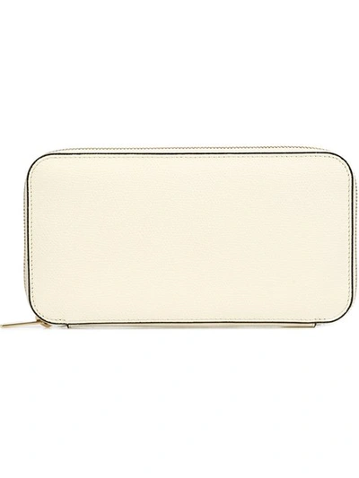 Valextra Zip-around Leather Wallet In White