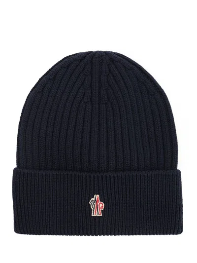 Moncler Black Logo Beanie Hat In Black