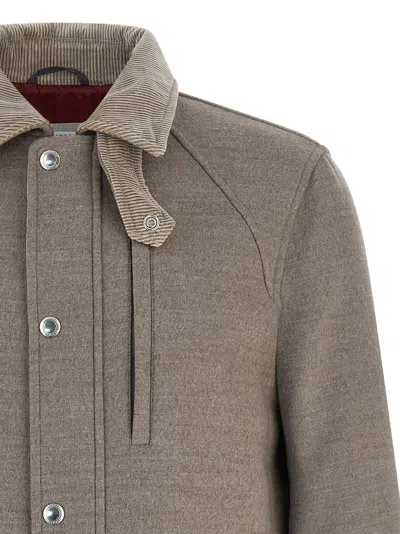 Brunello Cucinelli Wool Jacket Puffer Jackets Beige In Brown