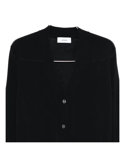 Lardini Button-front Wool Cardigan In Black