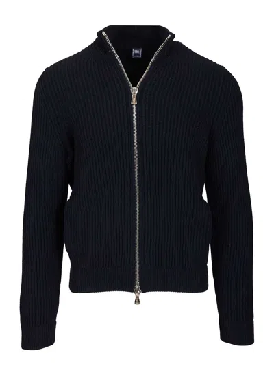 Fedeli Zip-up Cardigan Knitwear Blue In Blue