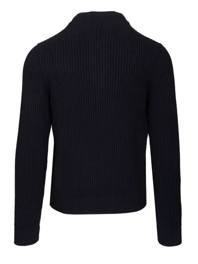 Fedeli Zip-up Cardigan Knitwear Blue In Blue