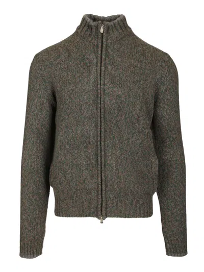 Fedeli Zip-up Cardigan Knitwear Green In Green